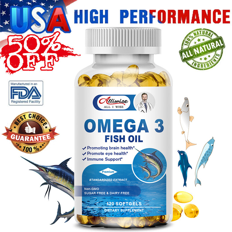 3/5 Bottles Omega 3 Fish Oil Capsules Strength EPA & DHA Joint Relief Supplement
