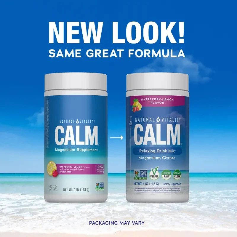 Natural Vitality CALM Raspberry Lemon Relaxing Magnesium Drink Mix 4oz28Servings