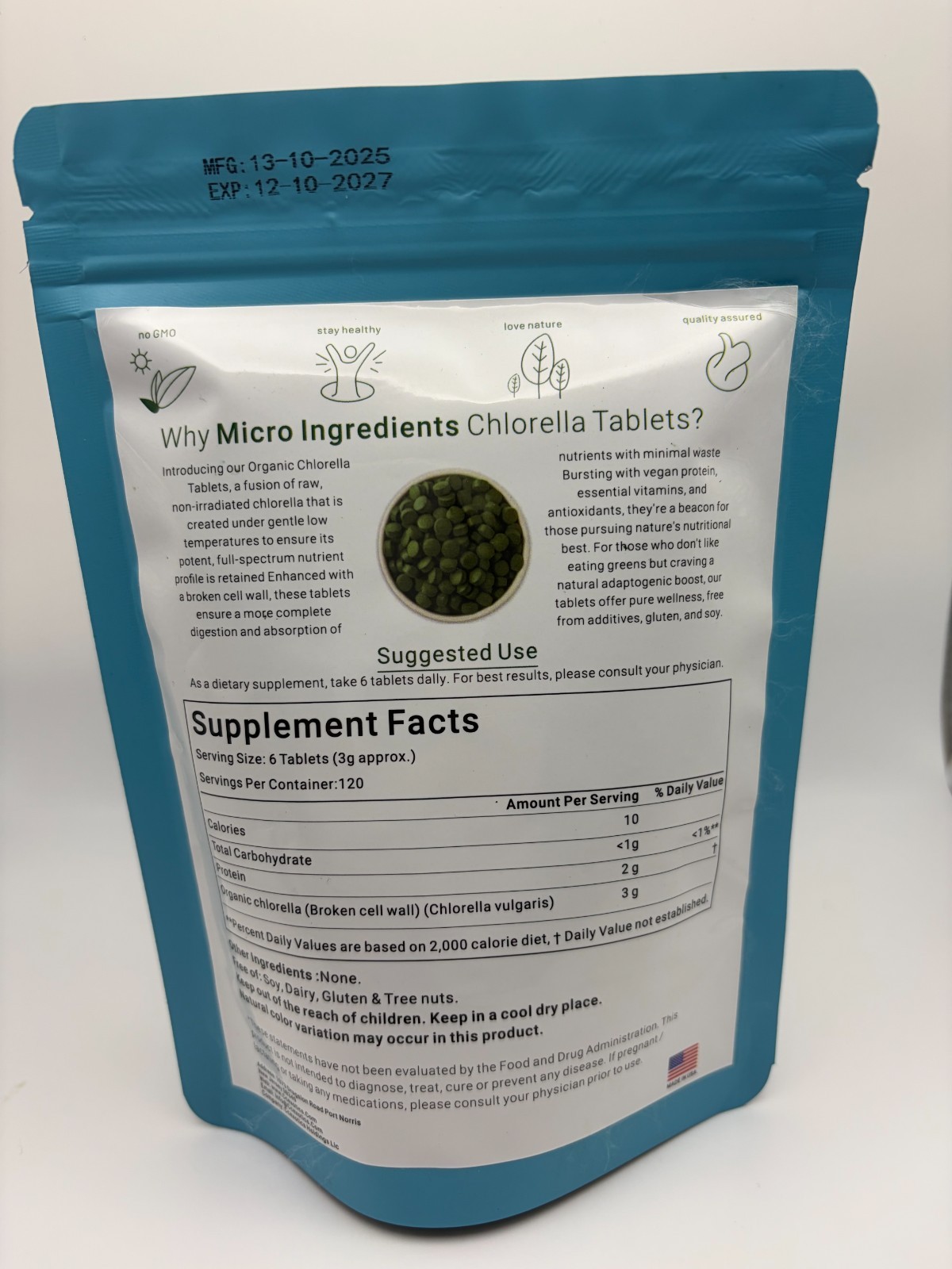 Organic Chlorella Tablets – 720 Count – Ccexotics Holdings LLC