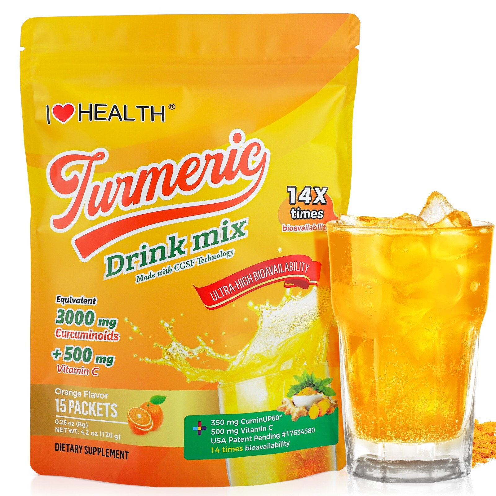 Turmeric Drink Mix, Turmeric Supplement with 14X Times Bioavailability | 3000 Mg