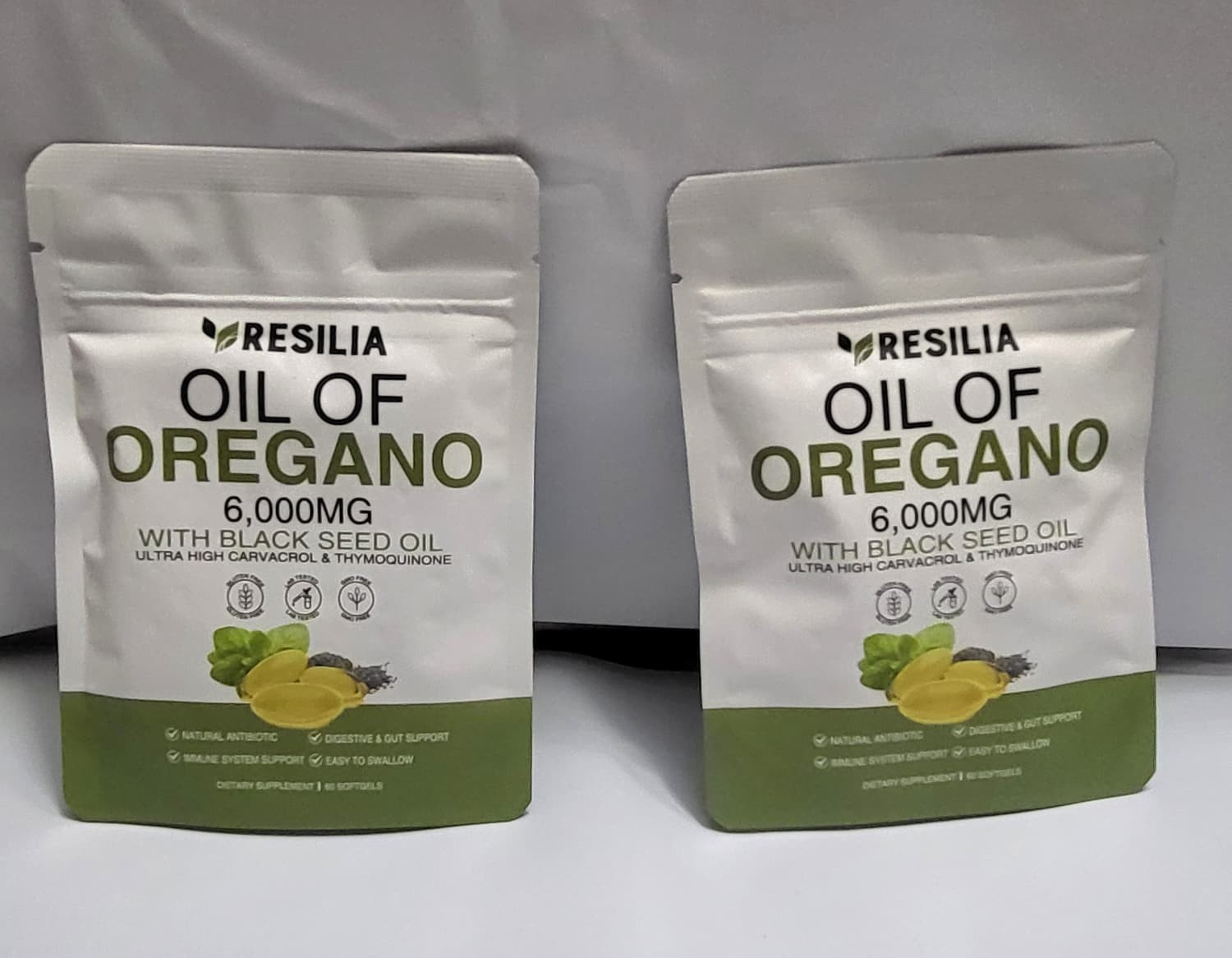 Resilia Oil of Oregano 6000mg with Black Seed Oil Softgels – 60 Capsules x 2 Pk