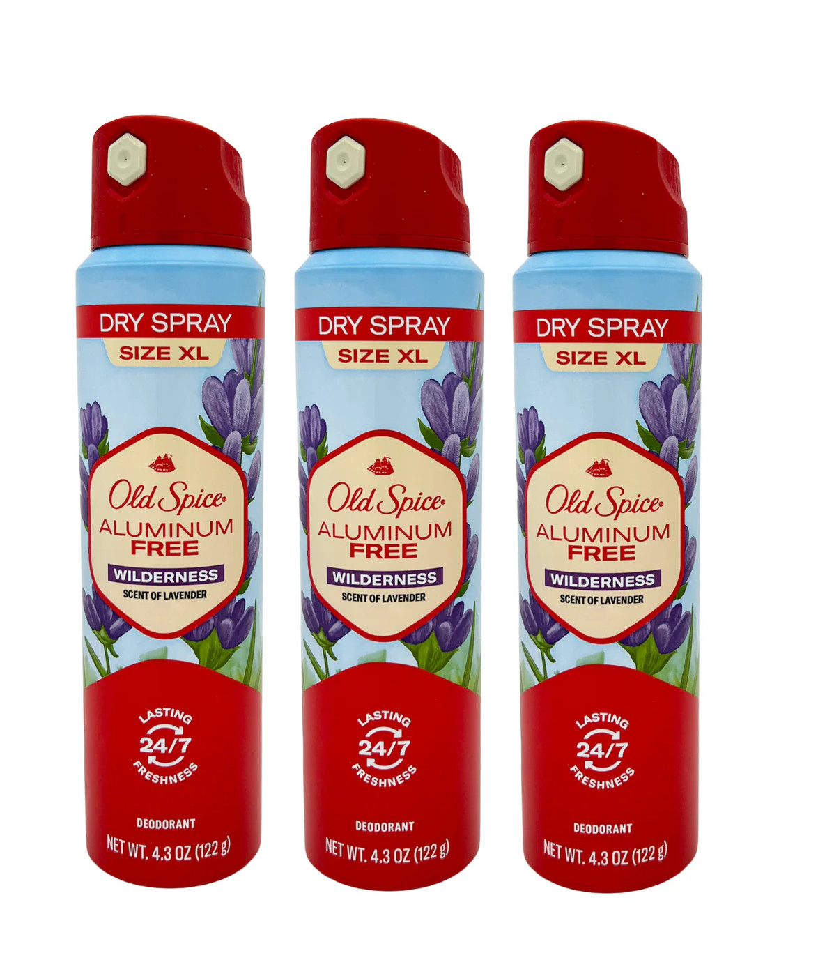 Old Spice Aluminum Free Dry Spray Men’s Deodorant, 24/7 Odor Protection, (3 PAC