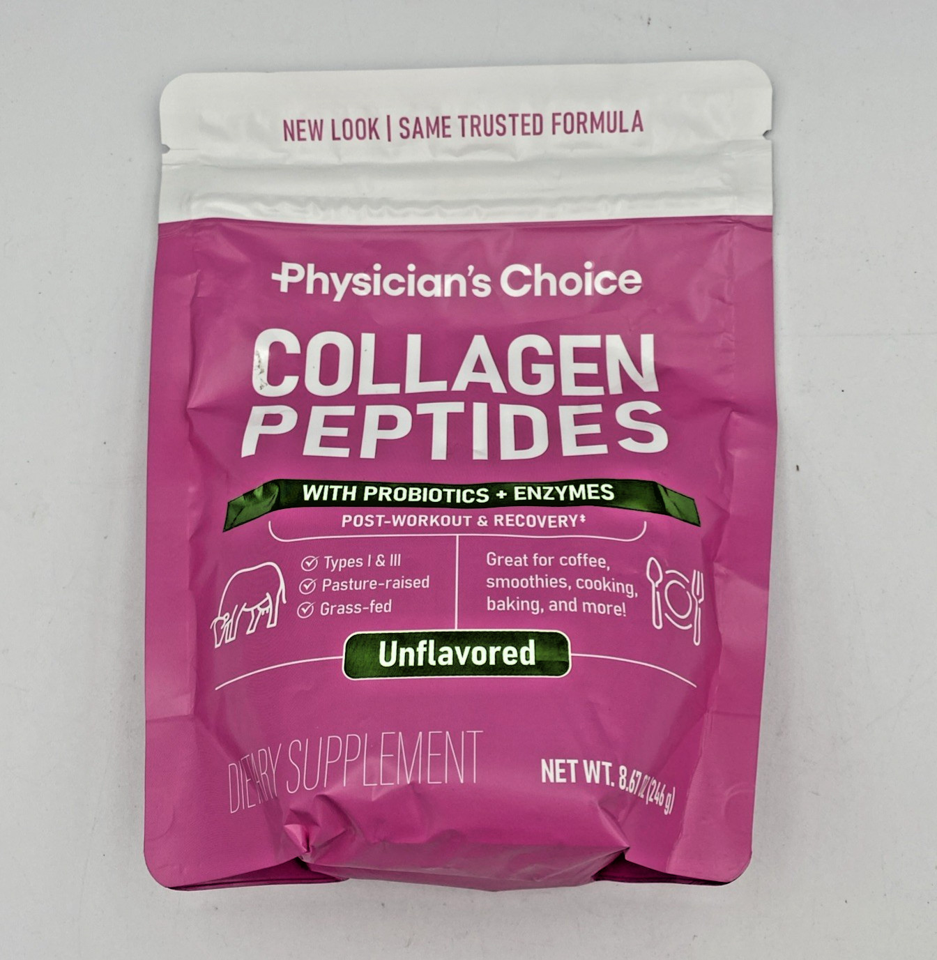 Physicians Choice COLLAGEN PEPTIDES 8.67oz Powder UNFLAVORED probiotics 03/2026