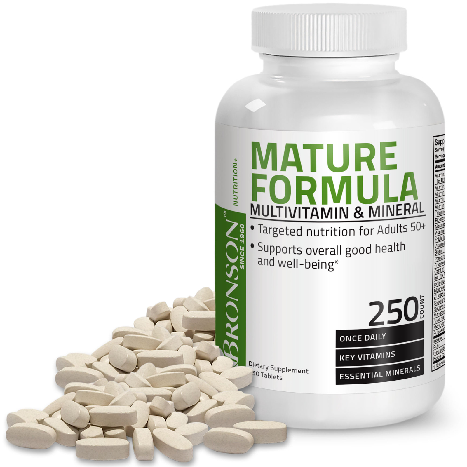 Bronson Mature Formula Multivitamin for Seniors, 250 Tablets