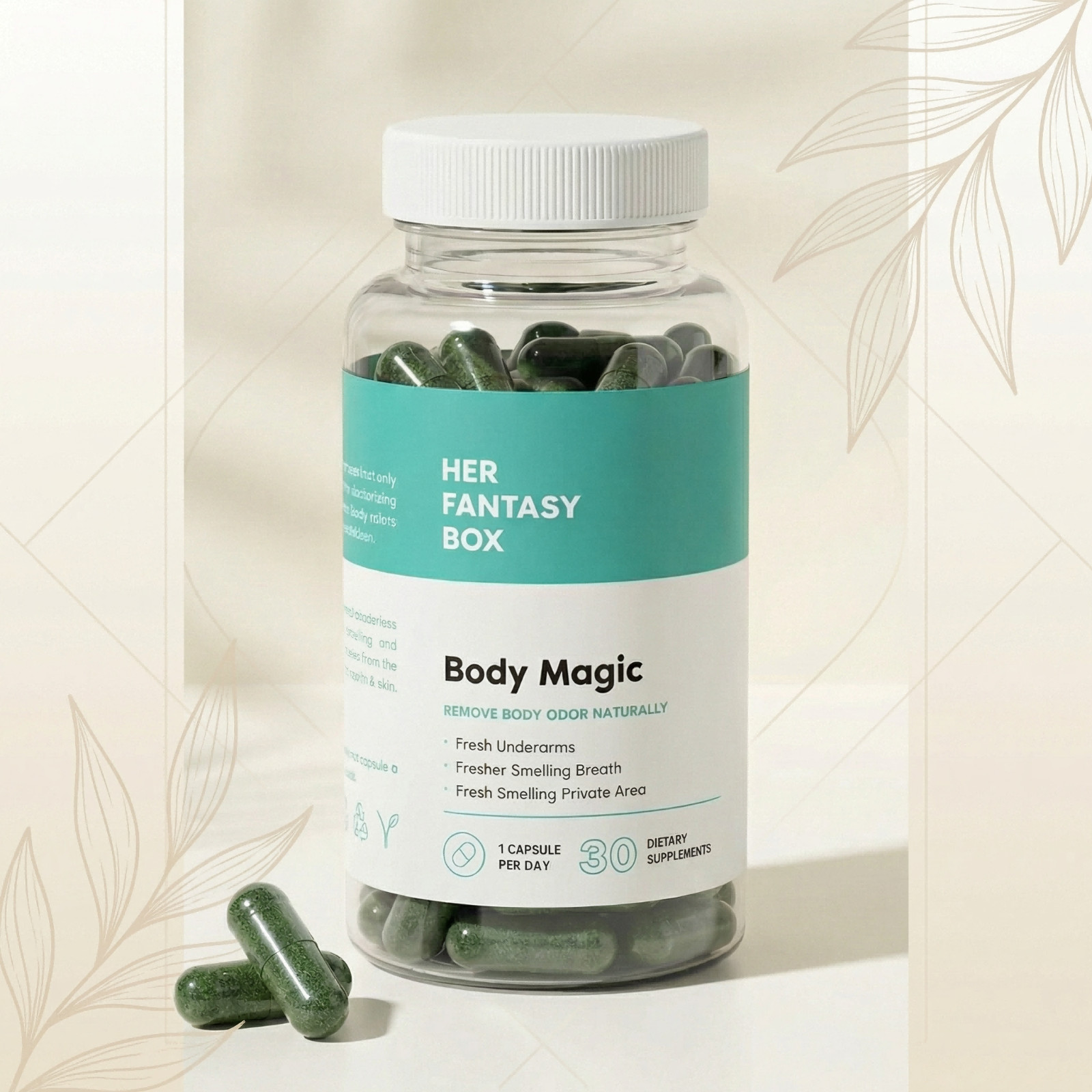 Body Magic Chlorophyll 30 Capsules for Detox Digestion Gut Skin Energy Booster