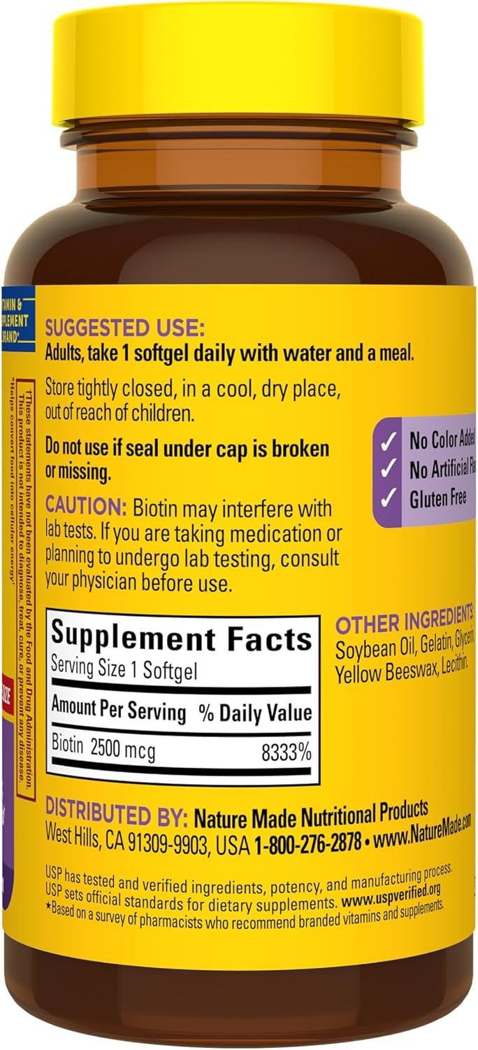 Extra Strength Biotin 2500 mcg Softgels – 150 Count for Healthy Hair & Skin