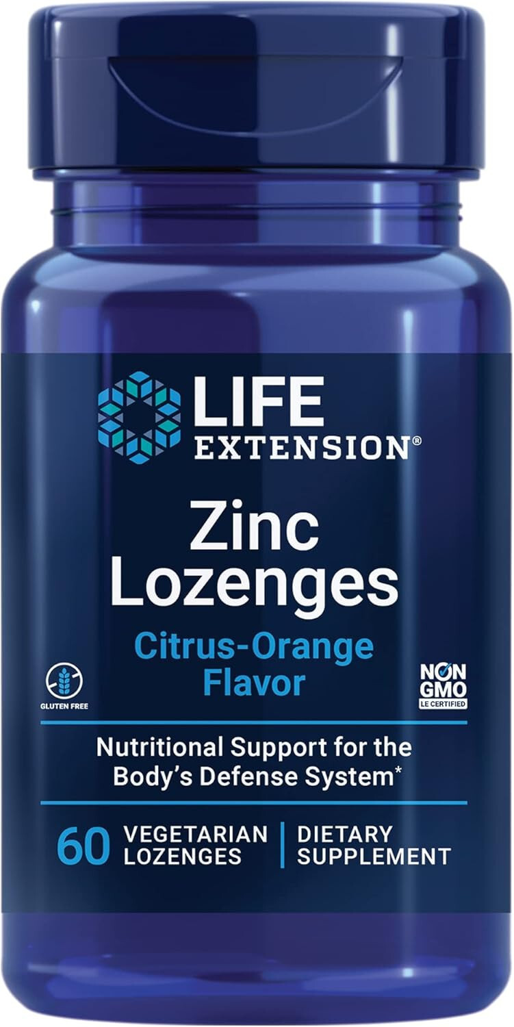 Life Extension Zinc Lozenges – Citrus-Orange Flavor 60 Vegetarian Lozenges