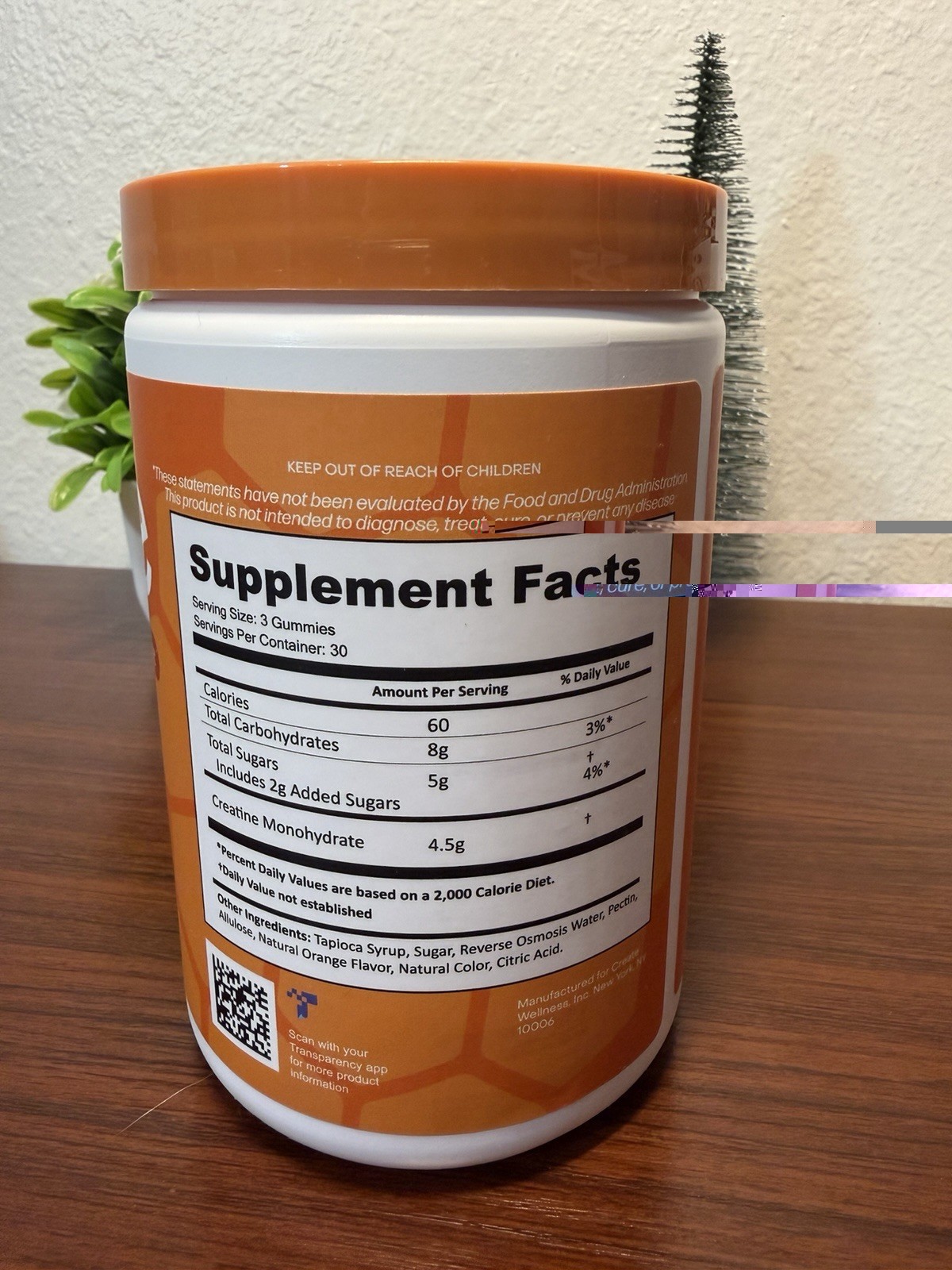 Create Creatine Gummies Orange Flavor 90 Count Creapure NSF Certified Sport