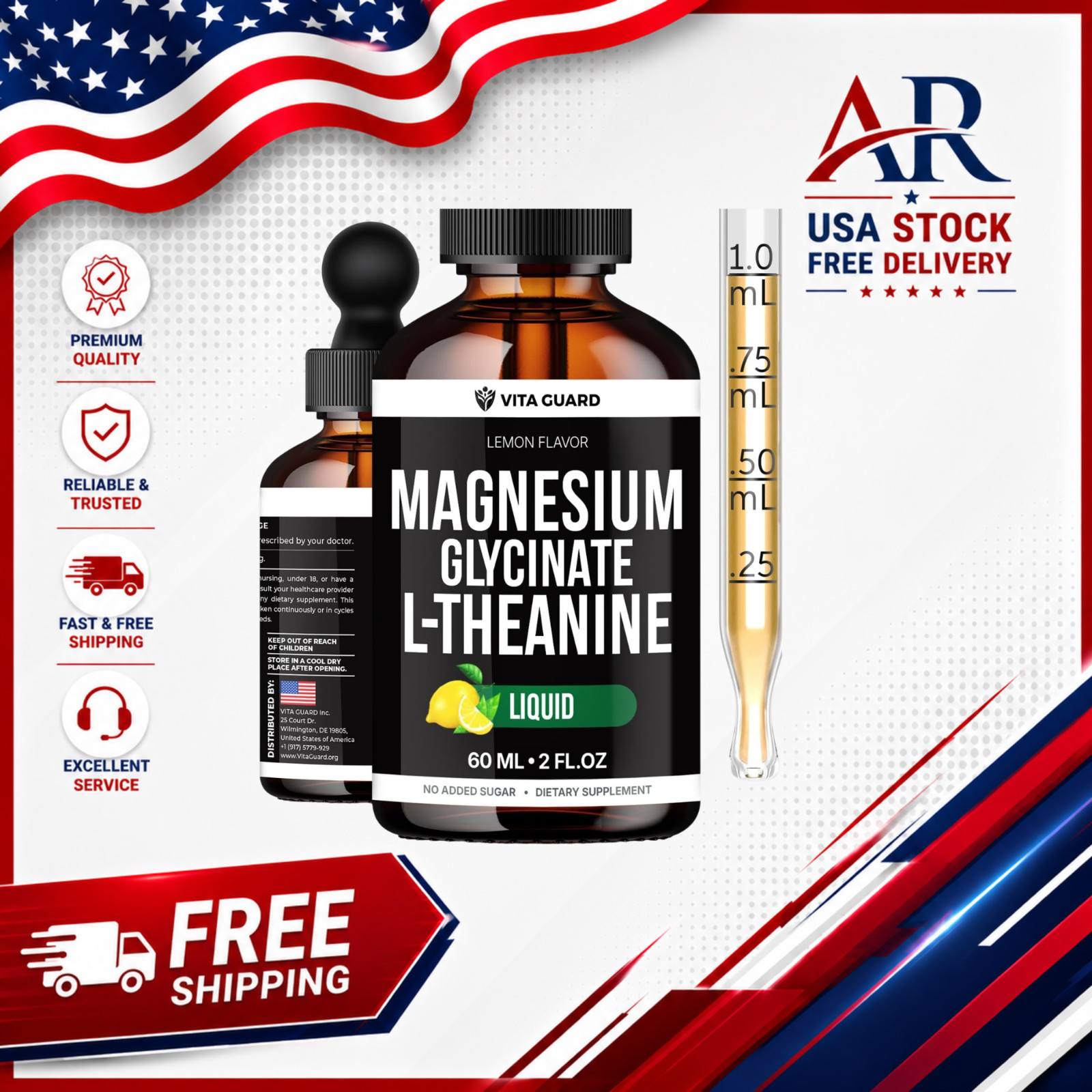 Vita Guard Magnesium L-Threonate Liquid Drops – 500Mg Ultra-Absorbab