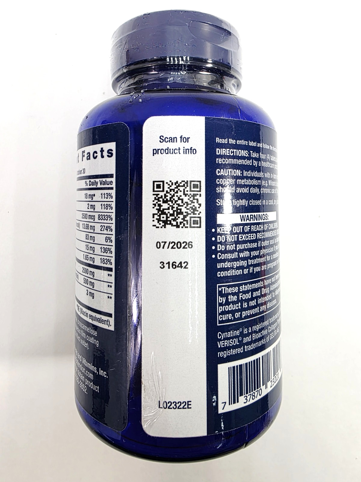 Life Extension Hair, Skin & Nails Collagen Plus Formula 120 tablets Exp 7/26