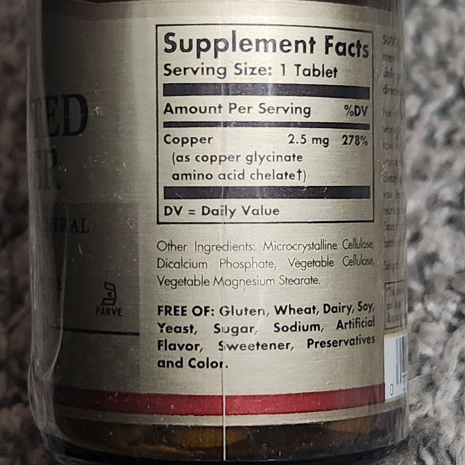 Solgar Chelated Copper 100 Tablets Exp. 2028