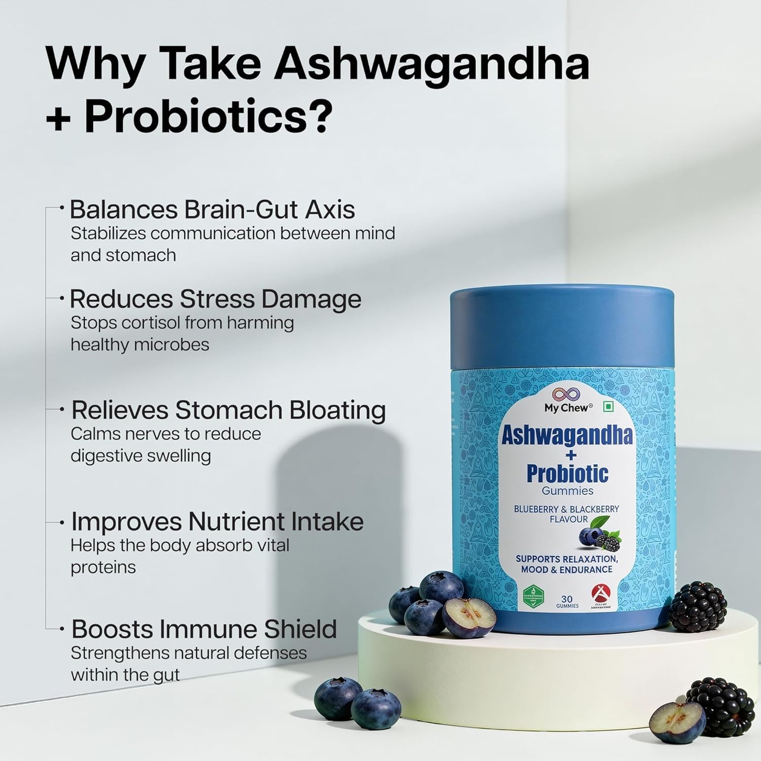 3 Pack My .Chew Ashwagandha Probiotic Gummies 90Ct
