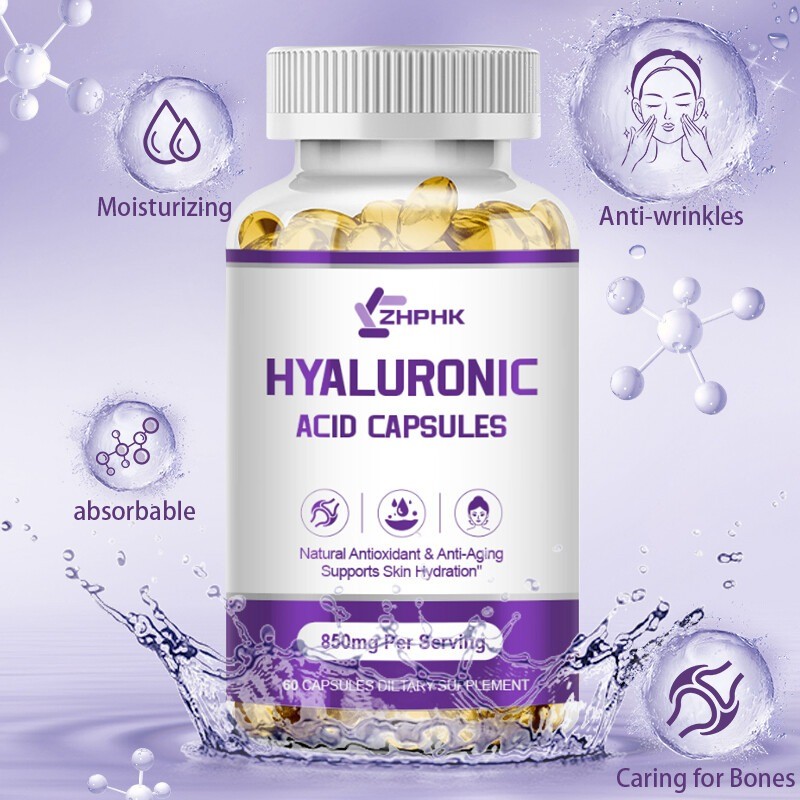 Hyaluronic acid capsules for anti-aging moisturizing skin care reduce wrinkles