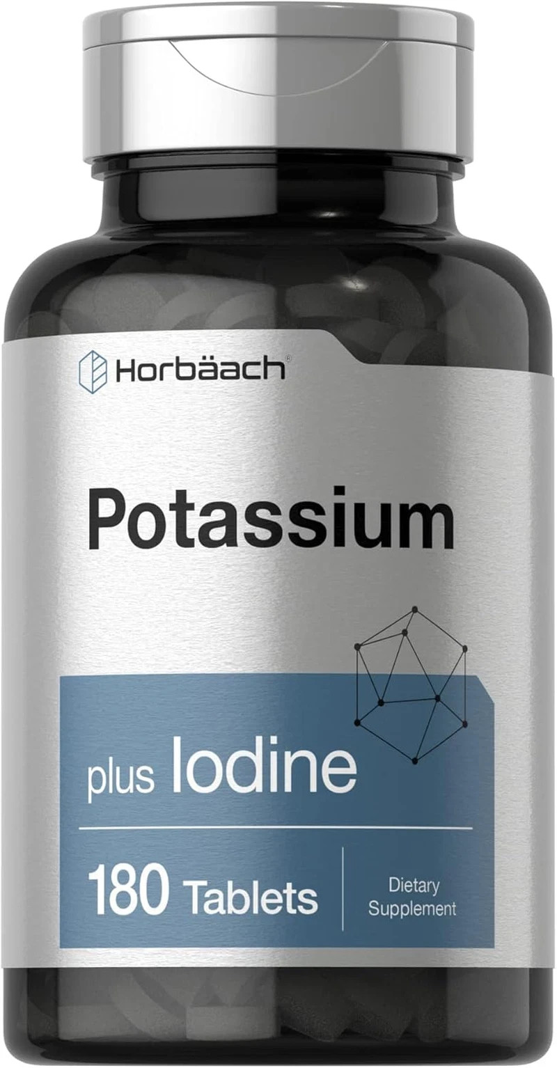 Horbäach Potassium Chloride Supplement | plus Iodine | 180 Vegetarian Tablets.