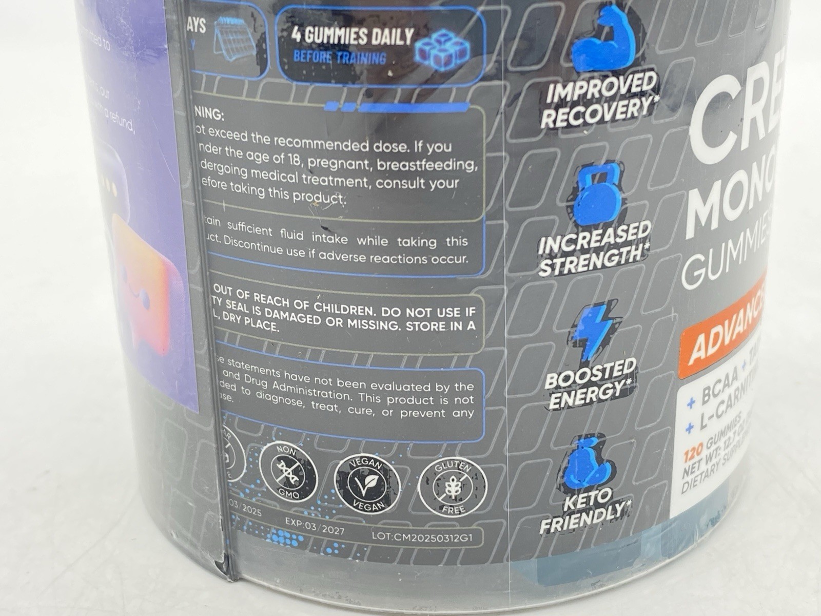 Purawex- Creatine Monohydrate- 8500 mg-120 Ct-Blueberry |EXP 03/27| Bcaa Taurine