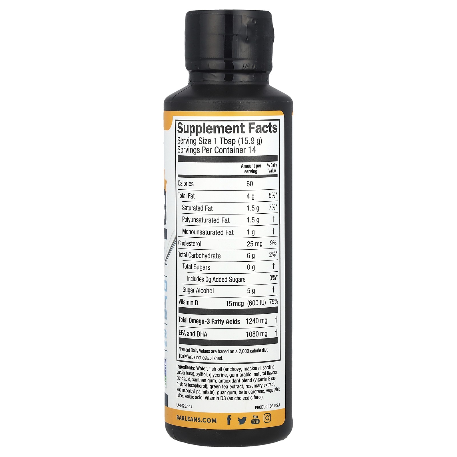 Seriously Delicious, Omega-3 from Fish Oil, Mango Peach Smoothie, 1,080 mg, 8 oz