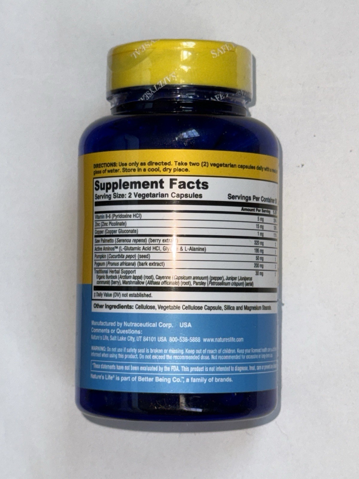 Nature’s Life Prostate Maintain 320 Mg 100 Caps Exp 12/2029