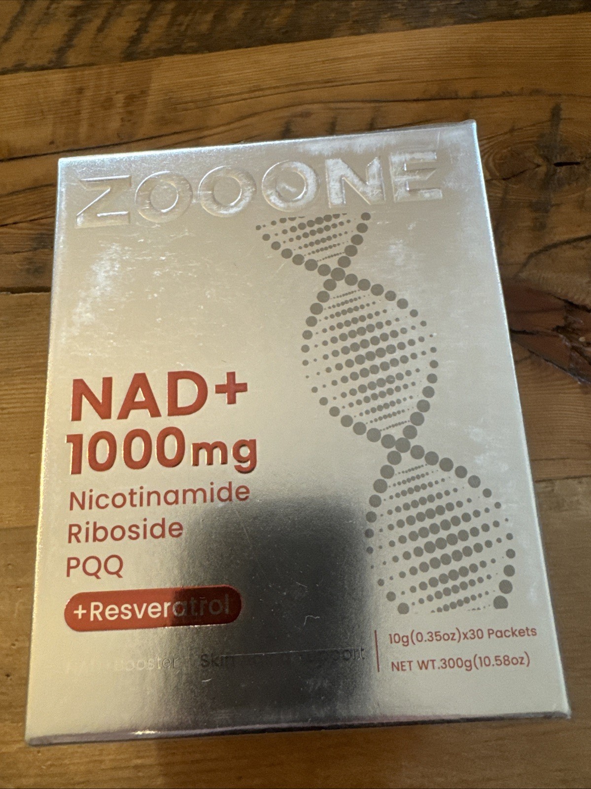 Zooone NAD+ Resveratrol CoQ10 D-Ribose PQQ 1000mg 30 packets 10.56oz Exp 4/27
