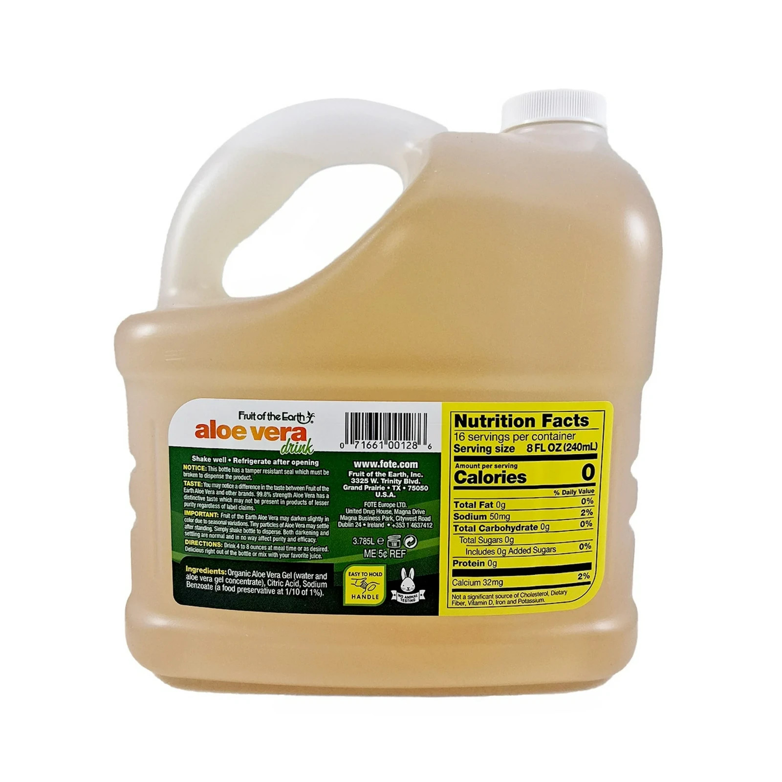 Fruit of the Earth Aloe Vera Drink 128 fl oz Hydrating Wellness Beverage 1Gal US