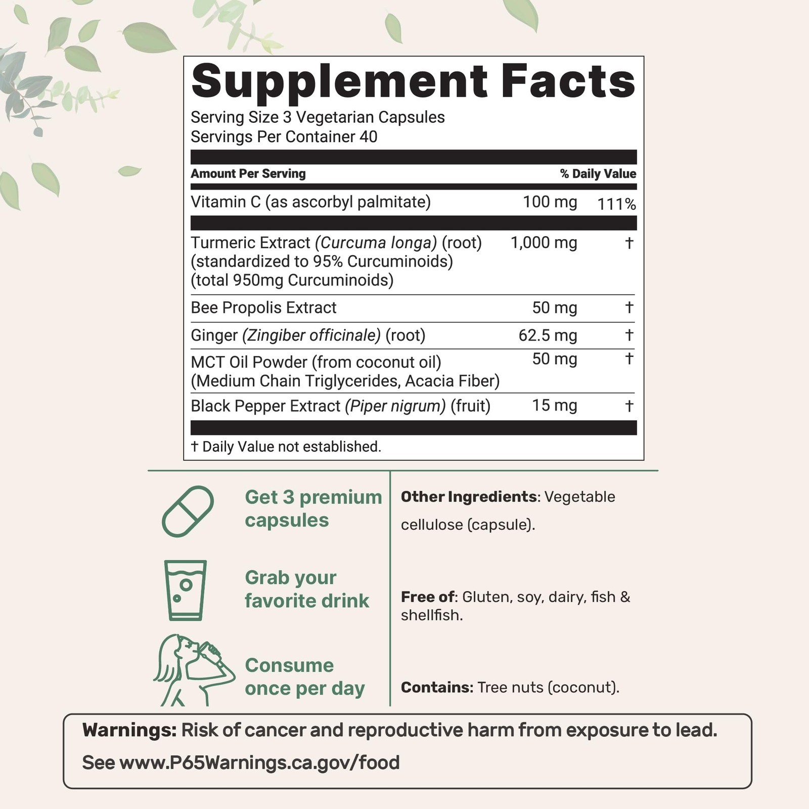 Pure Turmeric Curcumin 1000mg 120 Veggie Caps 95% Curcuminoids Black Pepper