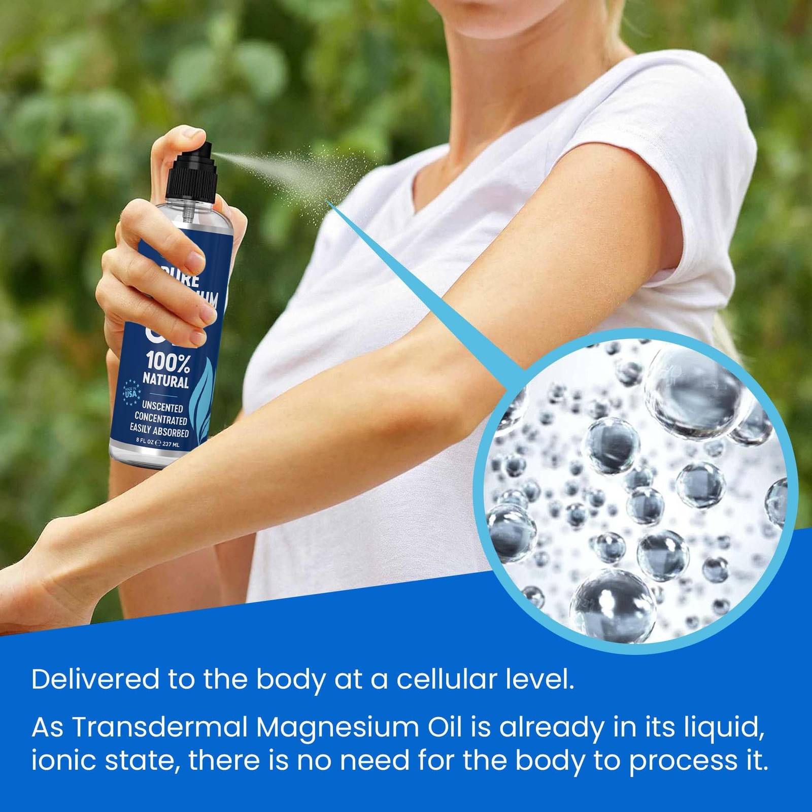 Pure Magnesium Oil Spray 8oz – Topical 8 Ounce (Pack of 1), Clear