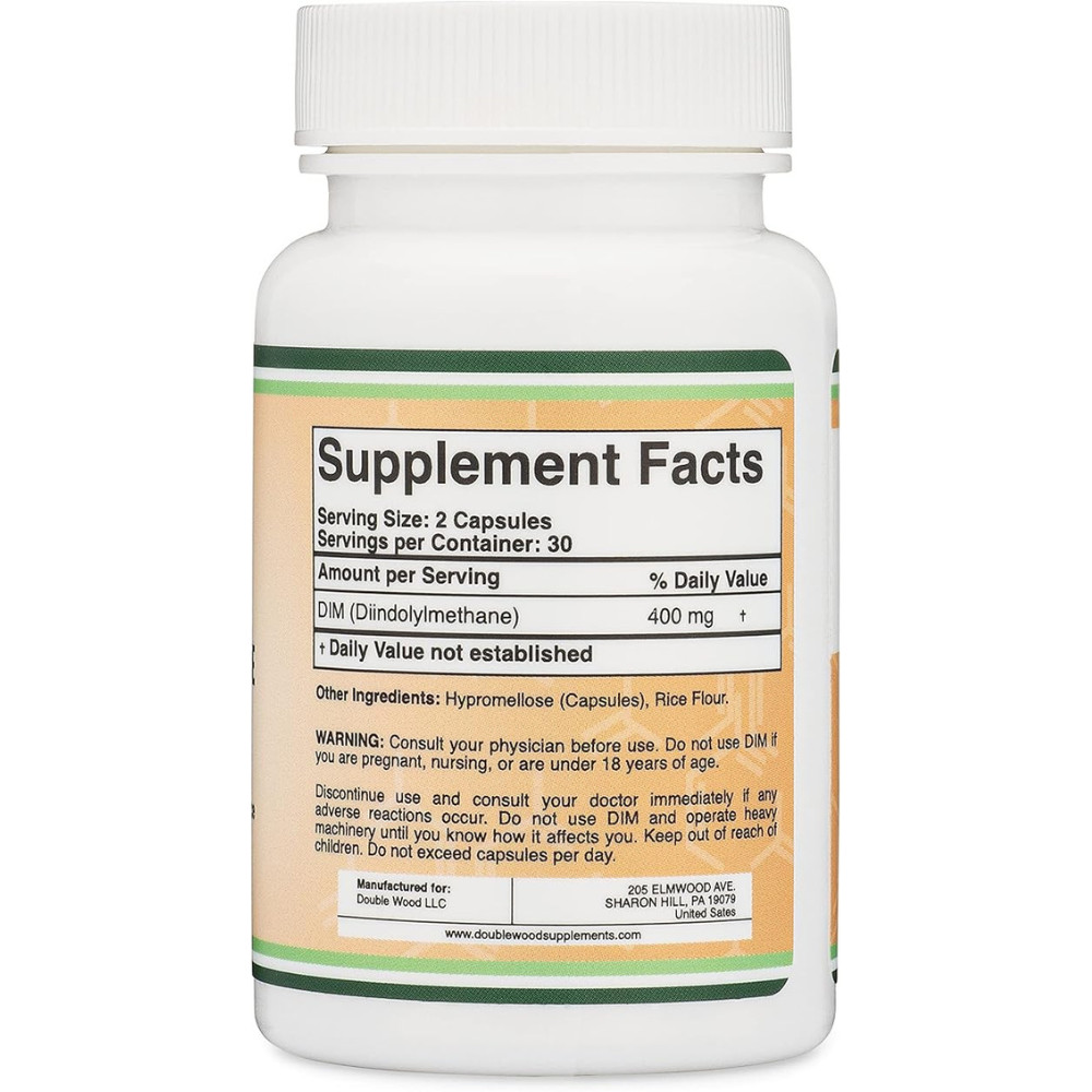 DIM Supplement for Women and Men, 400Mg per Capsule, 60 Capsules, by Double Wood