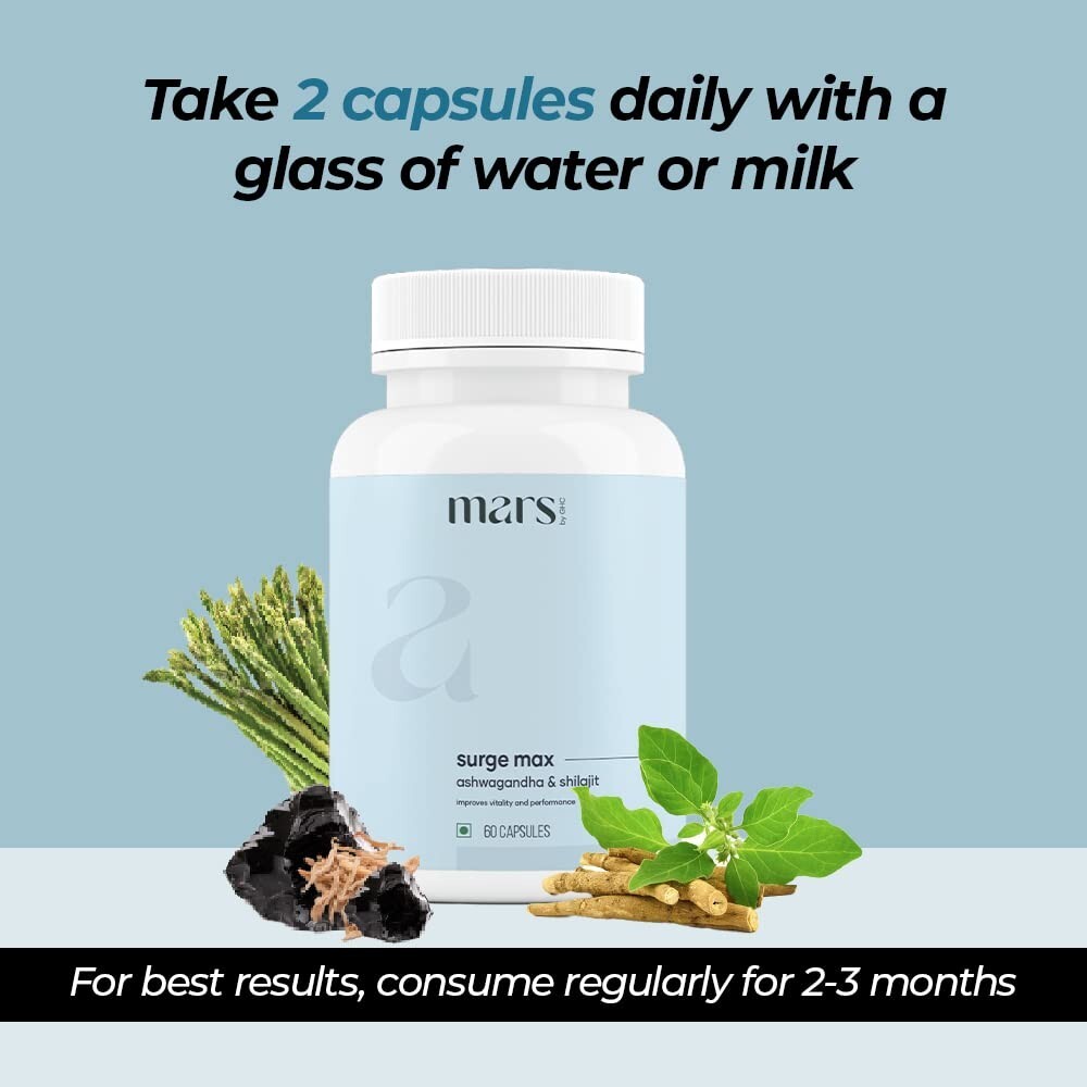 Mars by GHC Surge Max Contains Shilajit, Ashwagandha, Gokshura Safed Musli 60Cap