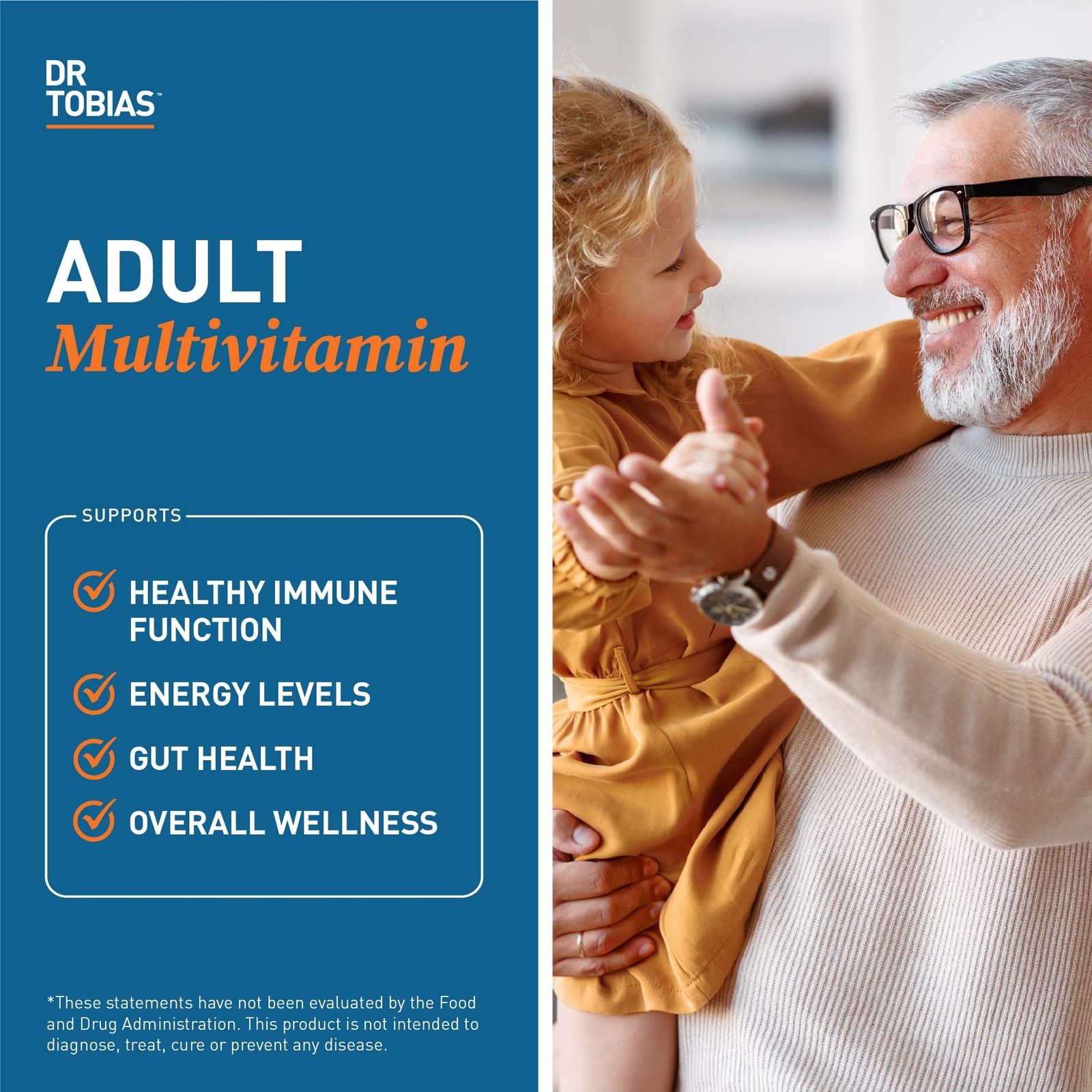 Dr. Tobias Adult Multivitamin for Women & Men, Immune 180 Count (Pack of 1)