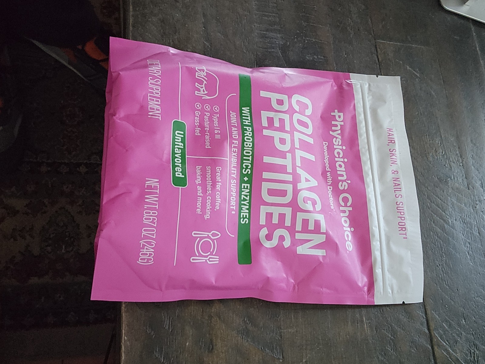 Physicians Choice COLLAGEN PEPTIDES 8.67oz Powder UNFLAVORED probiotics 08/2028
