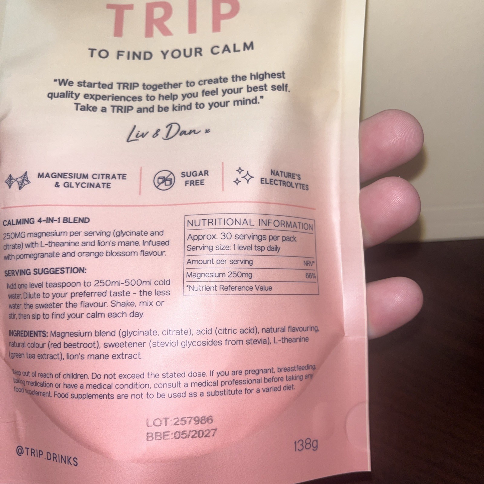 4-In-1 Magnesium Glycinate Powder w/ L-Theanine/ Lion’S Mane TRIP MINDFUL BLEND