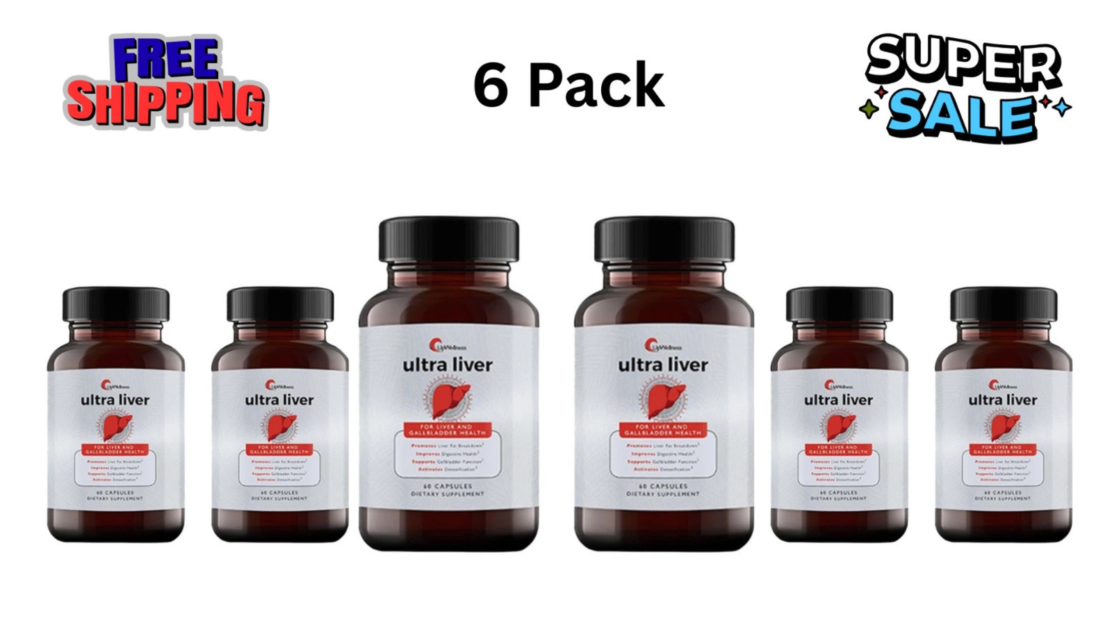 6 pck UpWellness Ultra Liver Supplement for Liver Health and Gallbladder Support