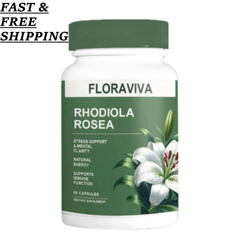 2 BOTTLES—LUXRY NEW Floraviva Rhodiola Rosea Capsules Supplement Healthcare
