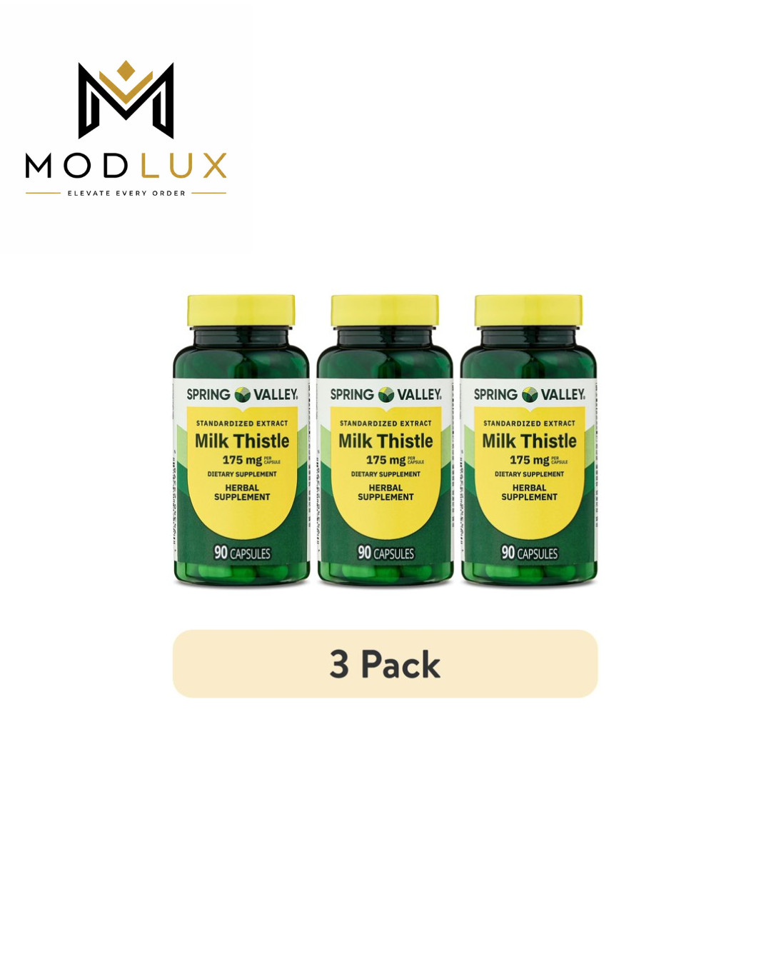 3 Pack Spring Valley Milk Thistle Extract 175mg Capsules, 90 Count