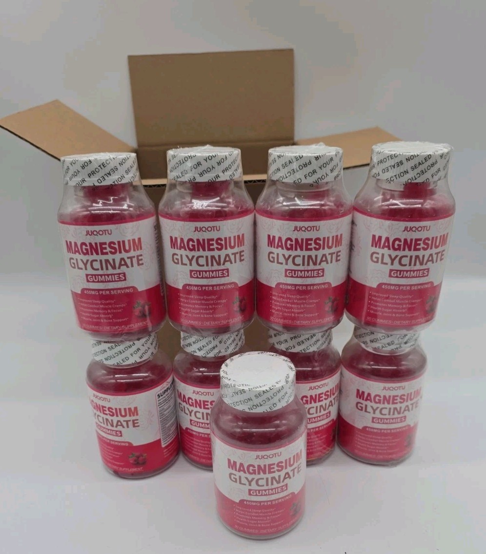 Magnesium Glycinate 450mg Gummies Raspberry 90ct Each Exp 8/26 Sealed 9pk