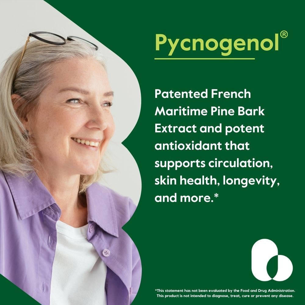 Pycnogenol 100mg (60 Capsules) – French Maritime Pine Bark Extract-Gluten Free