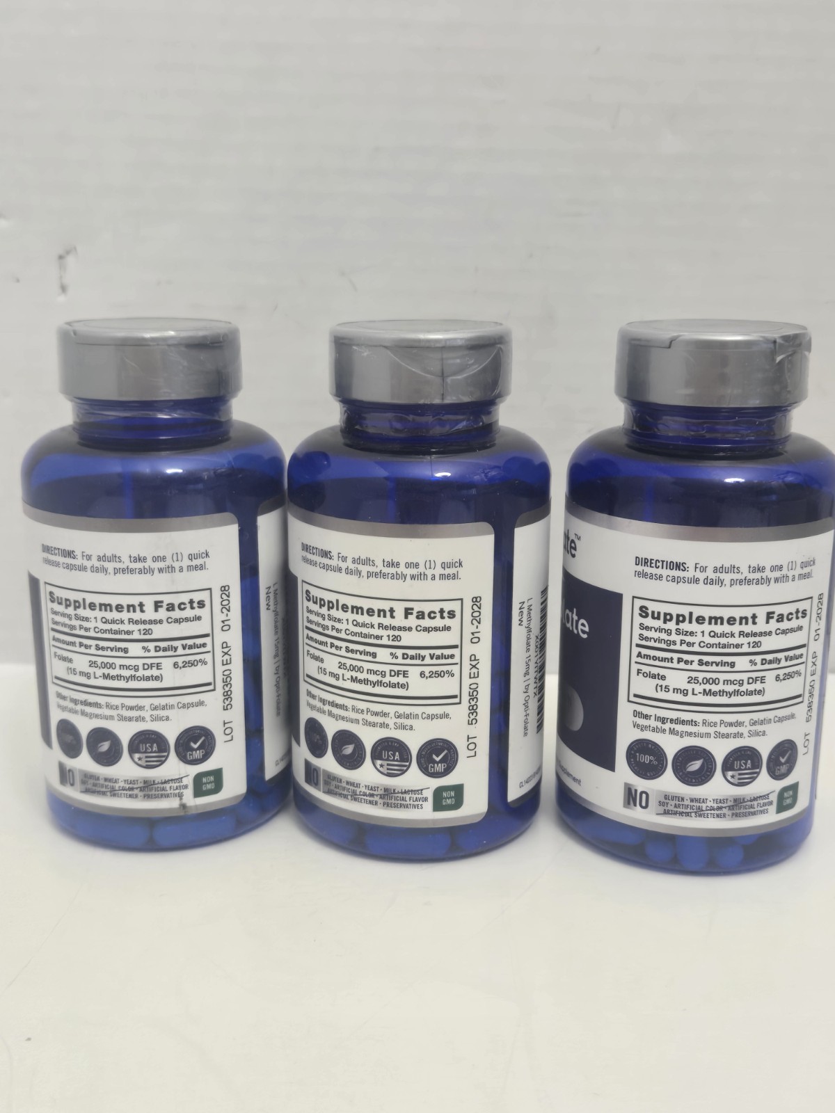 L Methylfolate 15mg 120 Capsules Opti-Folate Exp 1/28 SEALED x3 Lot