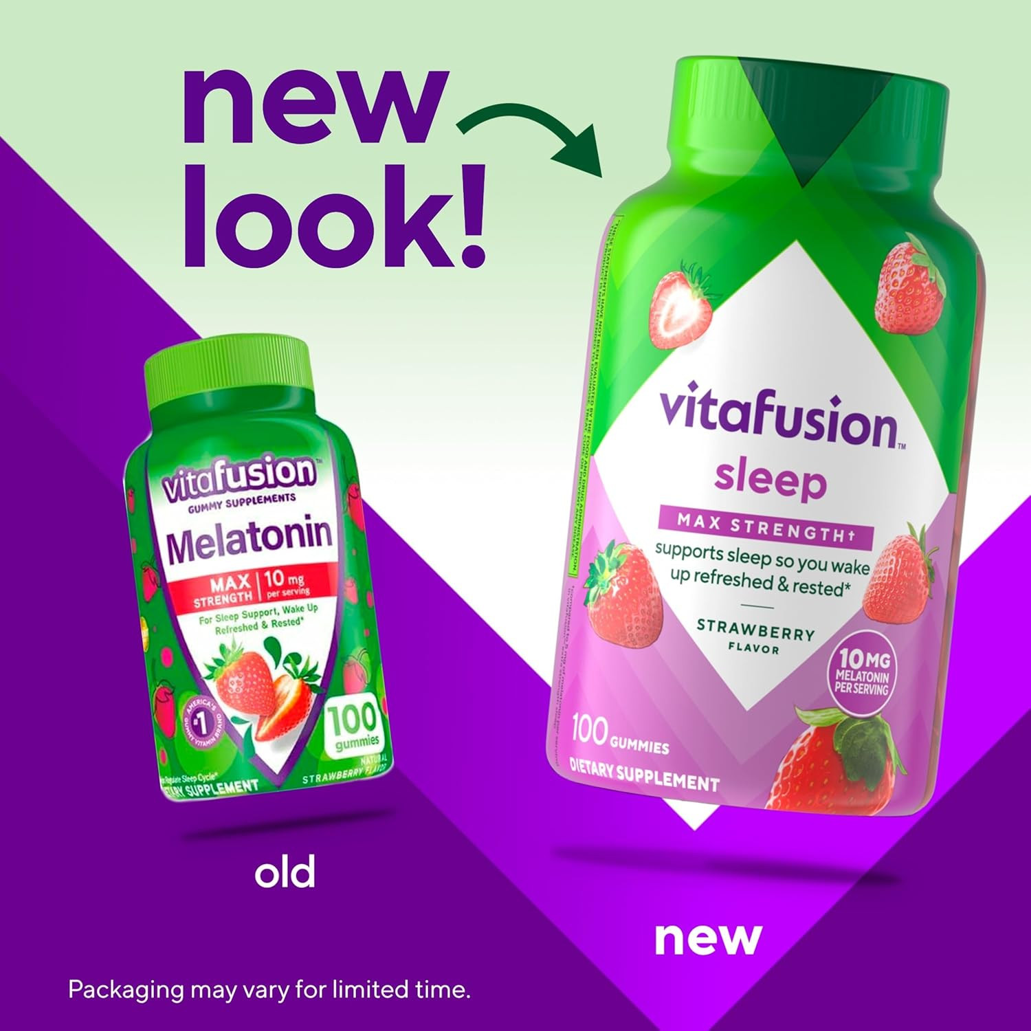 Vitafusion Max Strength 10 Mg Melatonin Gummy Strawberry 50 Days 100 Count