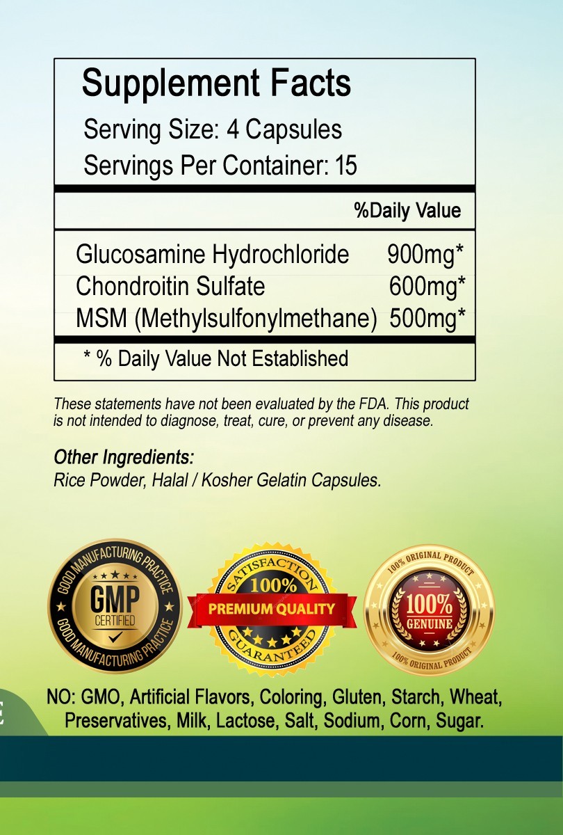 Glucosamine Chondroitin & MSM 2000mg Serving – New Bottle,,