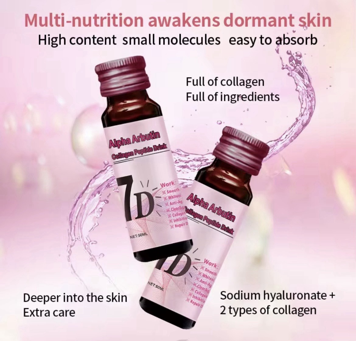 Collagen peptide 7D Anti Aging Glow Lightening clear &Smooth Skin Arbutin D 1Box