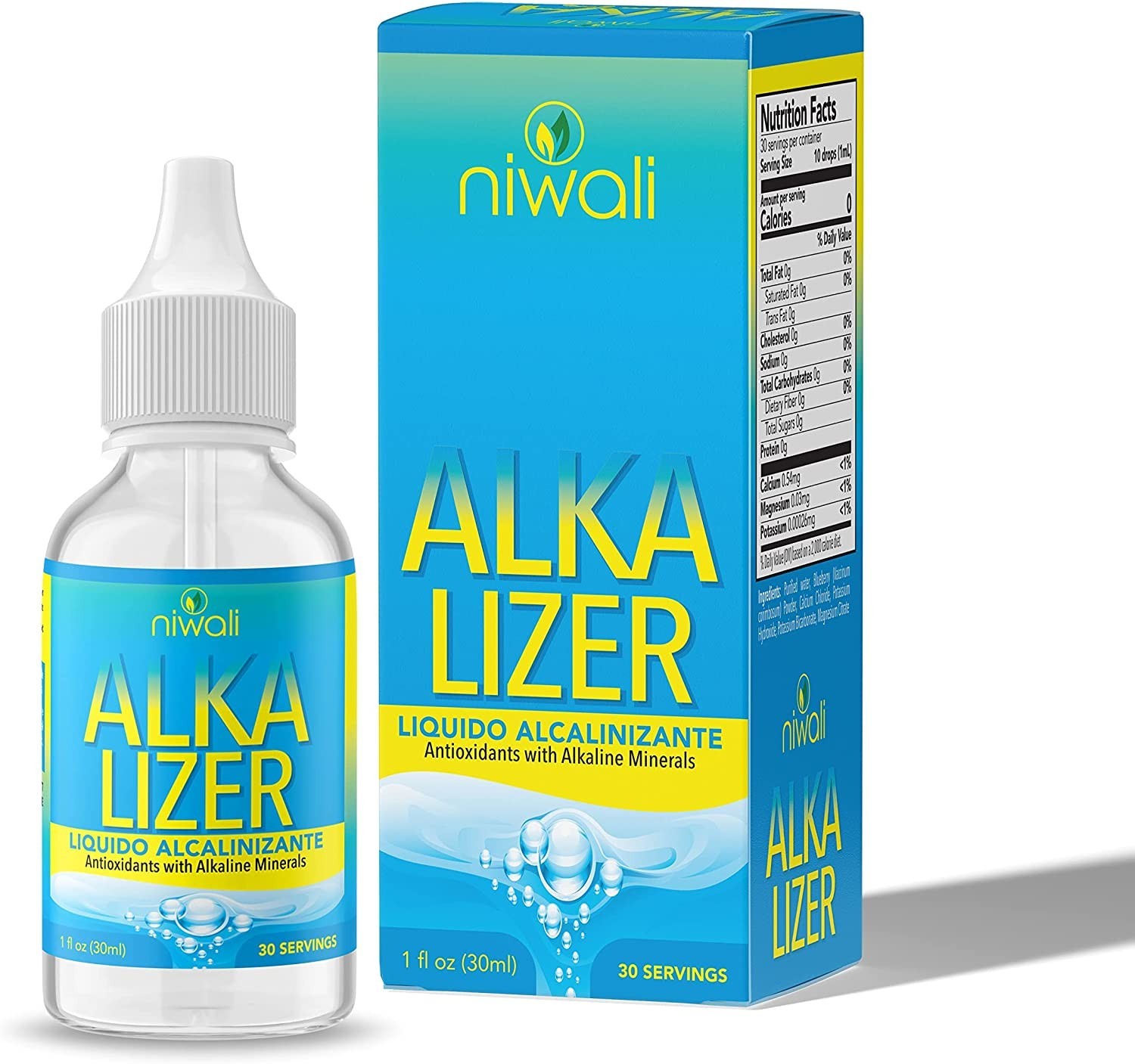Niwali Alkalizer Liquid Drops Alkaline Mineral Supplement 1 fl oz (30ml) Antioxi