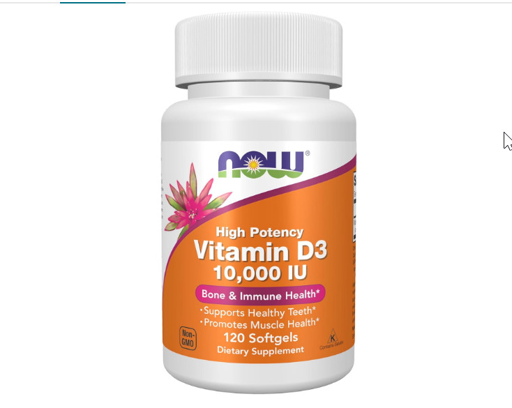 (2X) Now Foods Vitamin D-3 10000IU Maintain Strong Bones 120 Softgels 05/28EXP