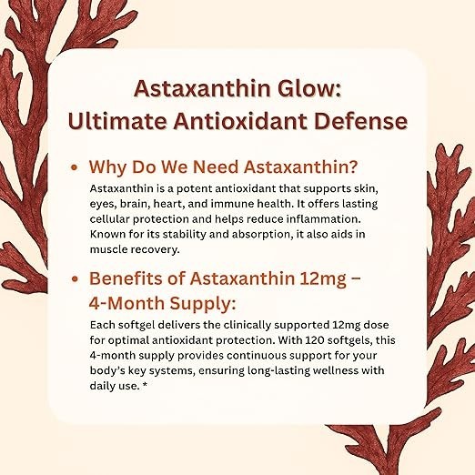 2-Pack Zoyava Astaxanthin 12mg Antioxidant Skin Eye Heart Support 120 Capsules