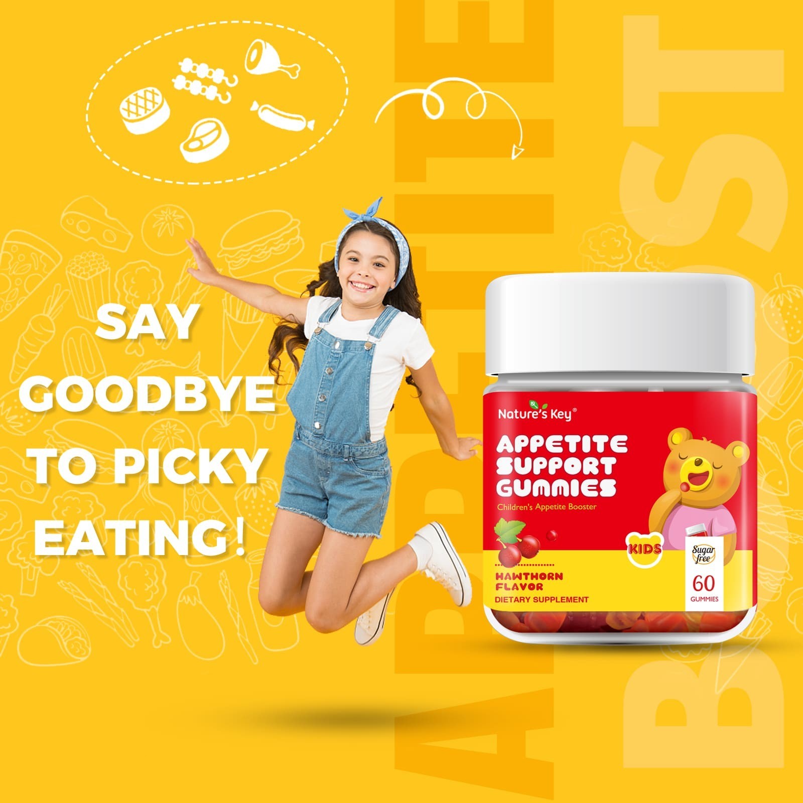 2 Pack Appetite Booster Gummies Sugar Free, Suitable for All Ages 60Ct