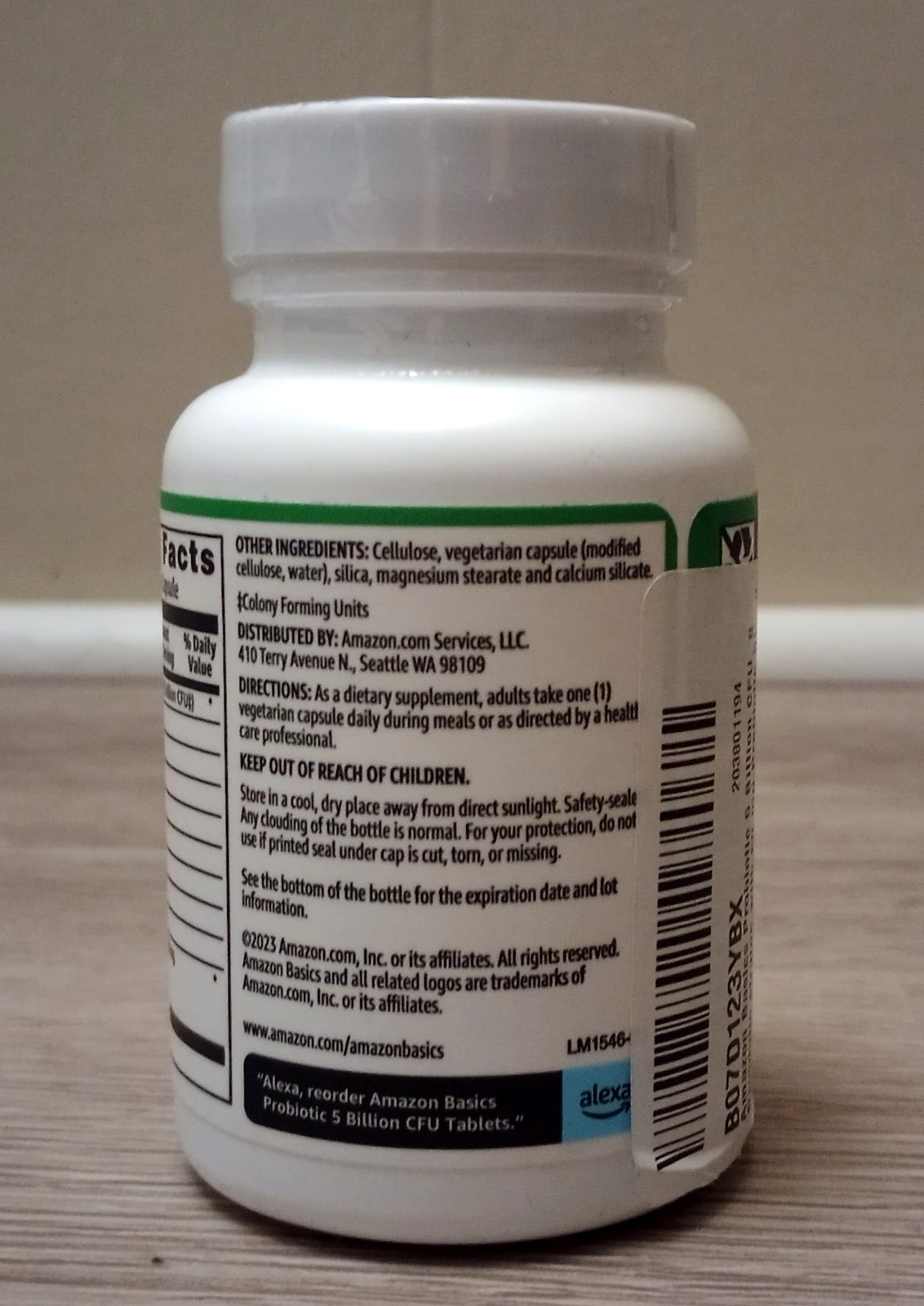 Amazon Basics Probiotic, 5 Billion CFU, No Artificial Colors & Flavors 60 Caps