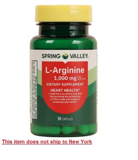 Spring Valley L-Arginine Amino Acid Supplement 1,000 mg per Serving 50 Count