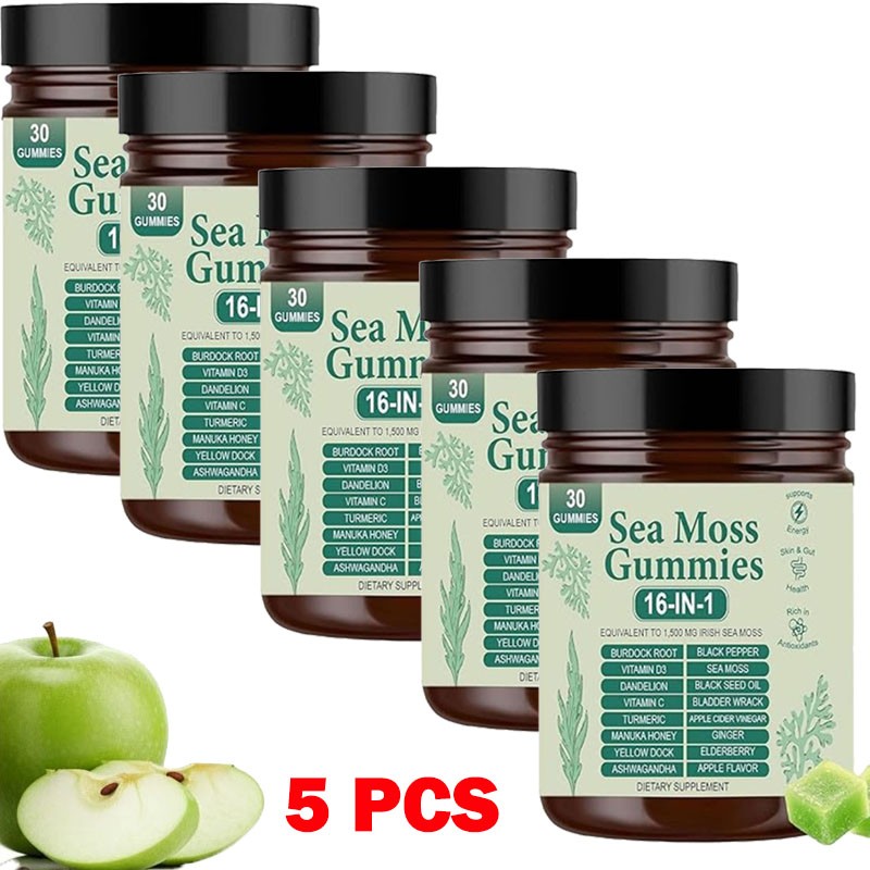 16 Organic 1 | Sea Moss Gummy Extract Irishmoss in 6000Mg | Green Apple Flavor