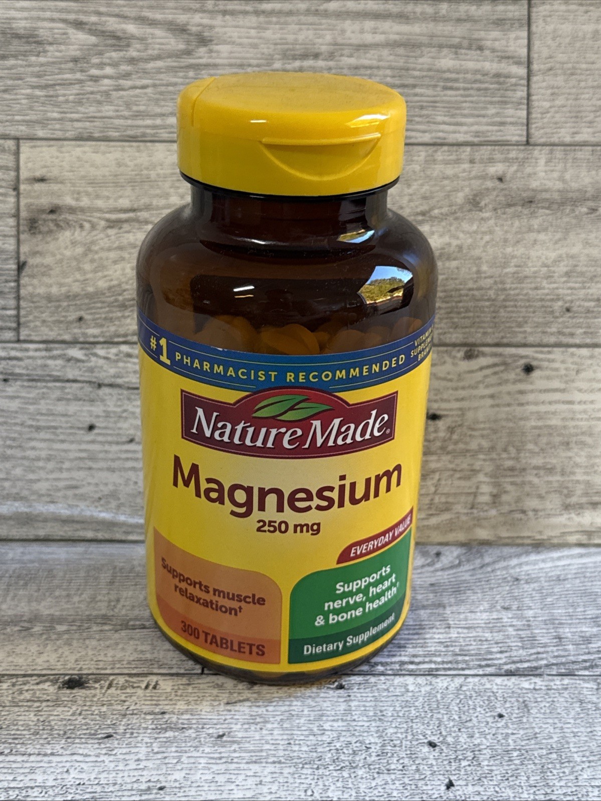 Nature Made Magnesium – 250 mg Tablets – 300 Count – Nerve, Heart, Bone Support