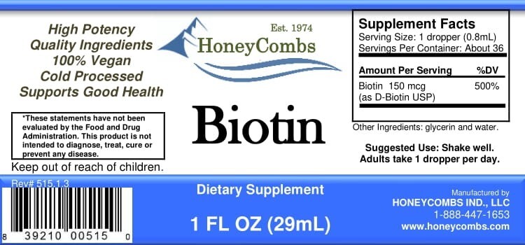 Biotin- Liquid- alcohol free- Encourage healthy hair, skin and nails. 500% DV