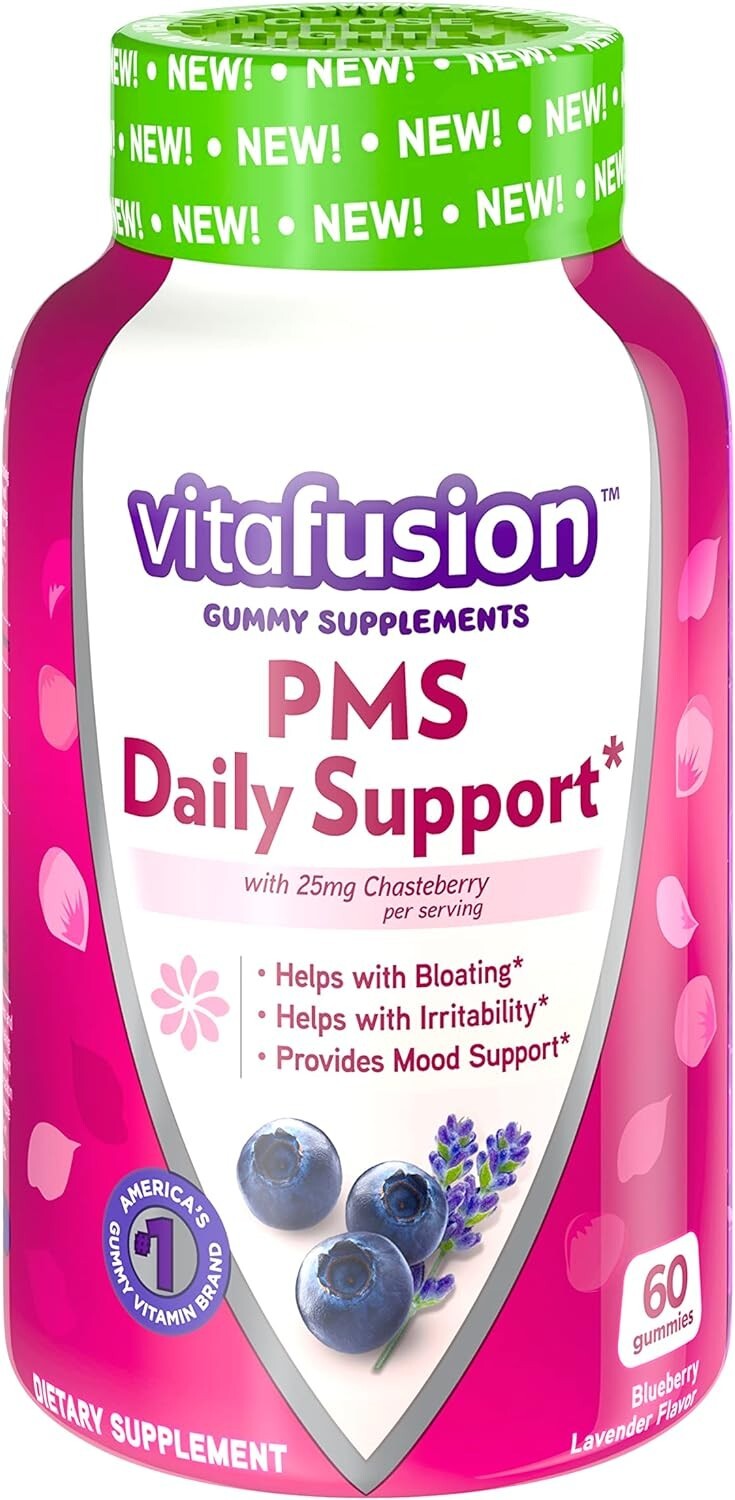 Vitafusion PMS – Daily Mood & Bloating Support – Blueberry Lavender, 75 Gummies