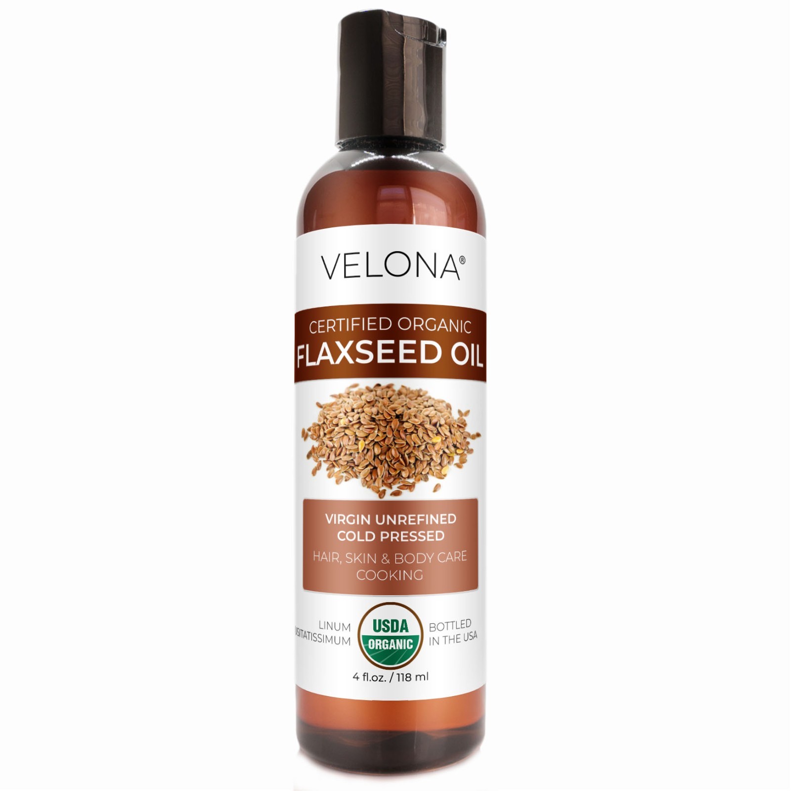 Velona USDA Certified Organic Flaxseed Oil 2 oz – 7 lb | 100% Pure and Natural C